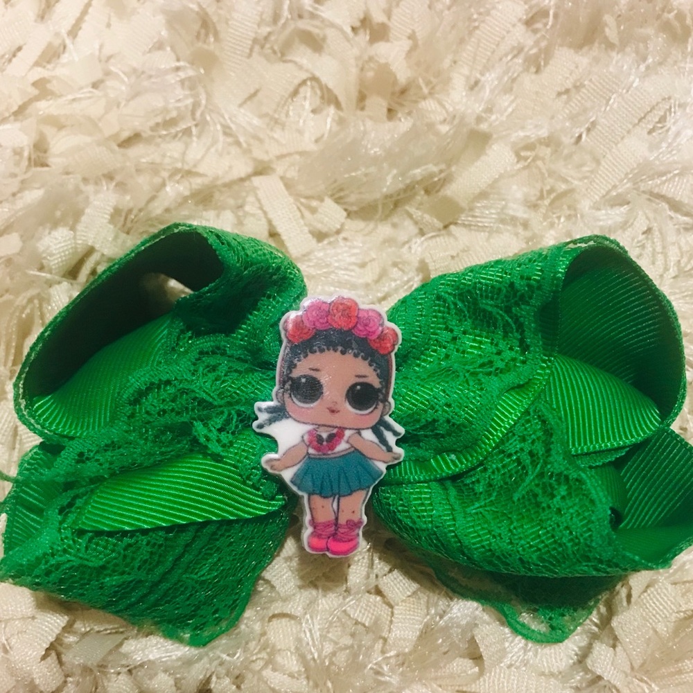 Green lace LOL girl hair clip